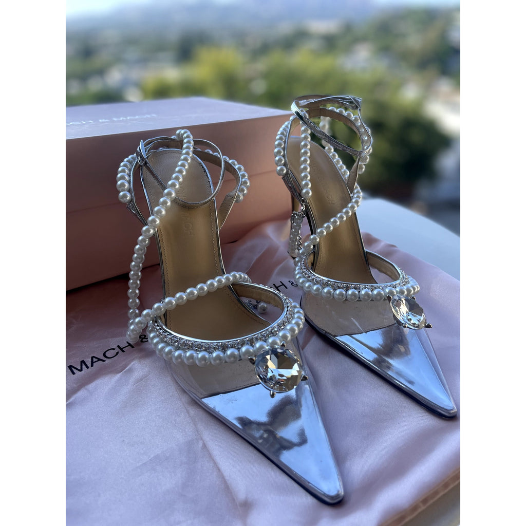 Diamond of Elizabeth Embellished PVC Patent-Leather Heels