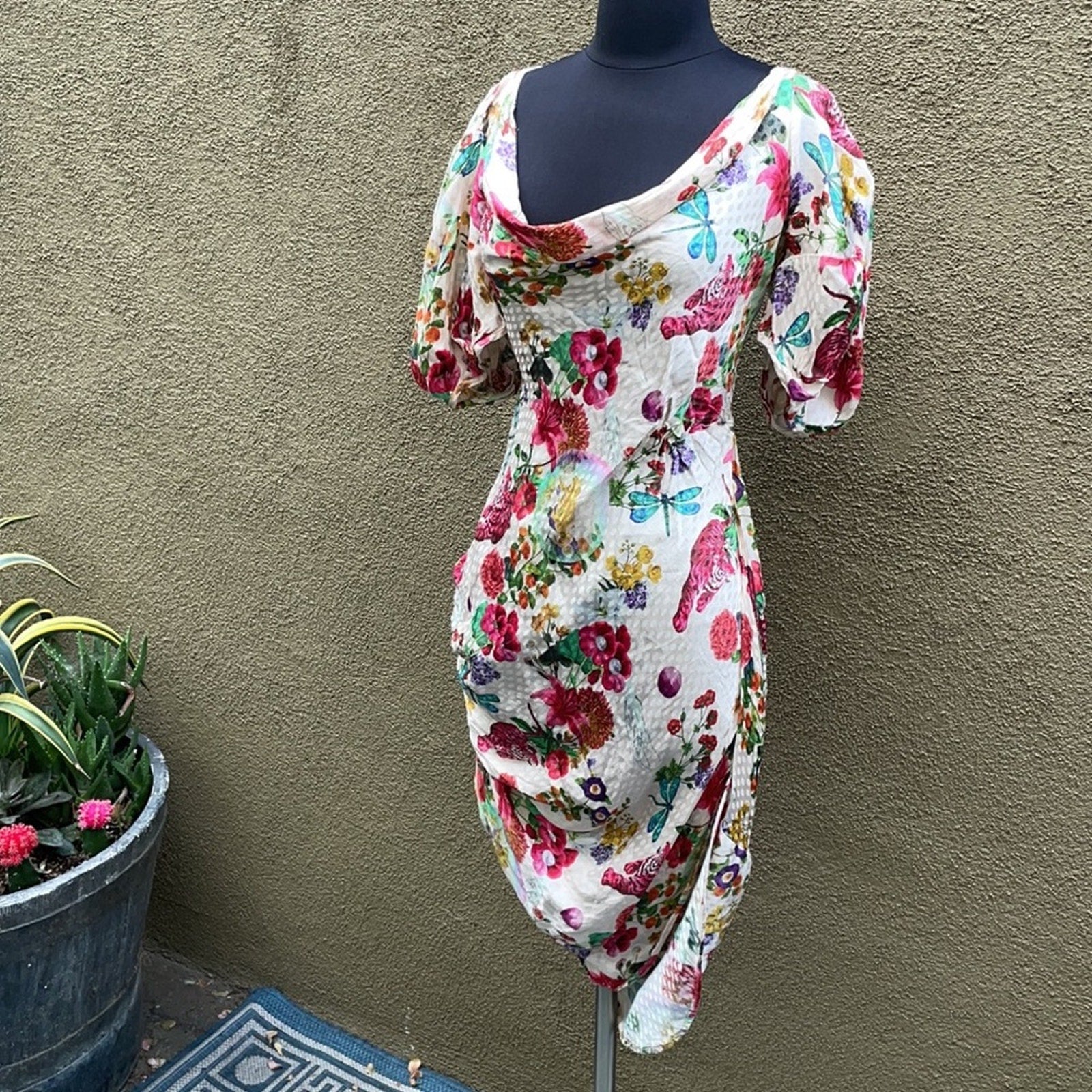 Floral Tiger Print Midi Dress