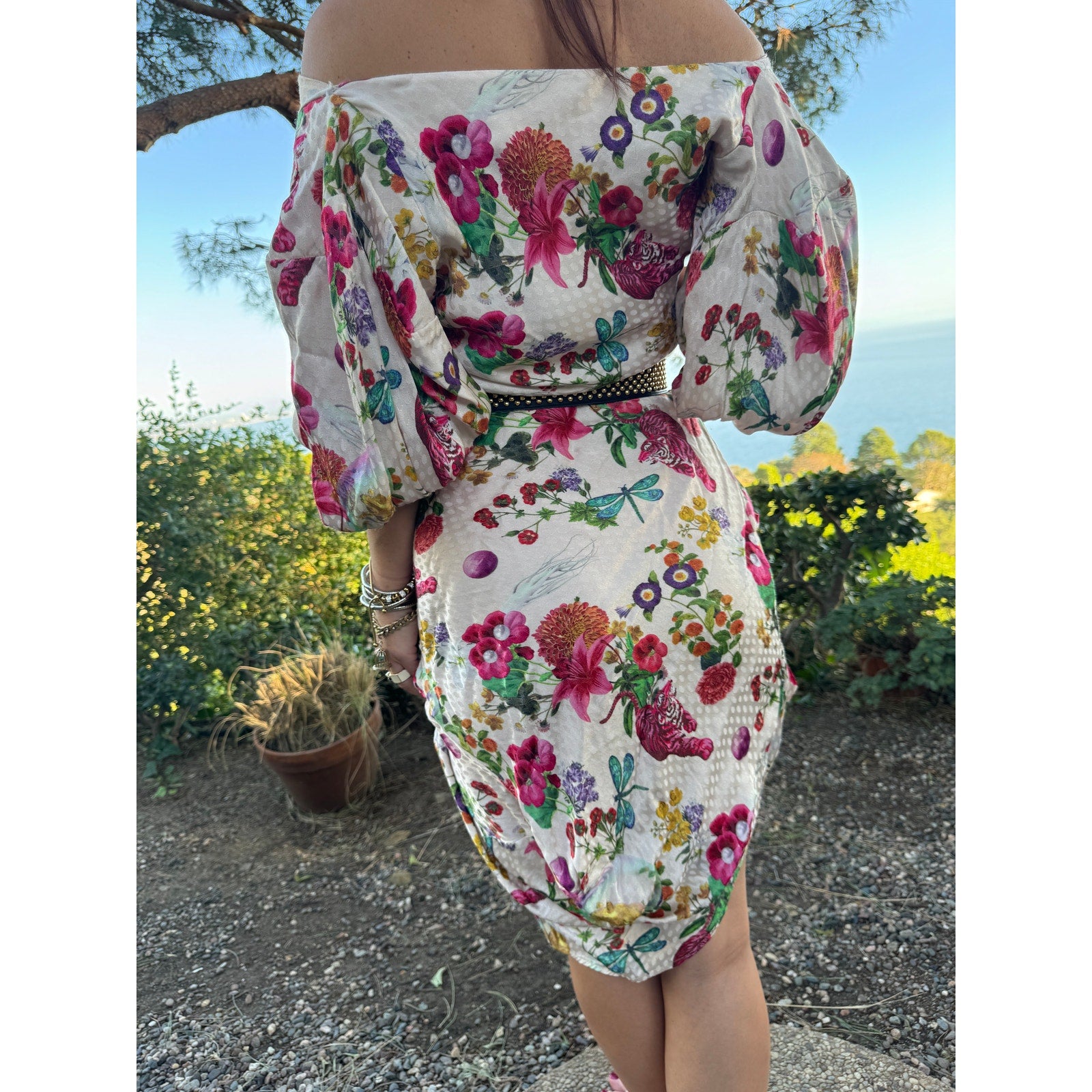 Floral Tiger Print Midi Dress
