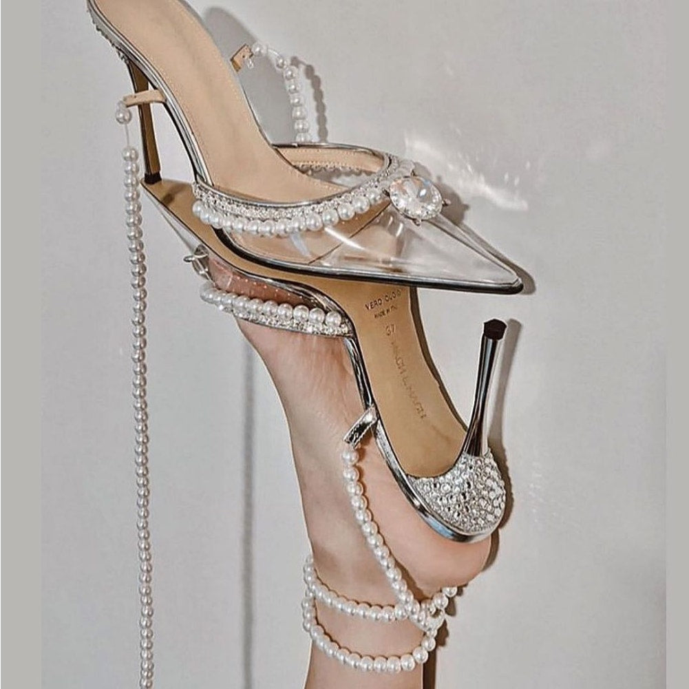 Diamond of Elizabeth Embellished PVC Patent-Leather Heels