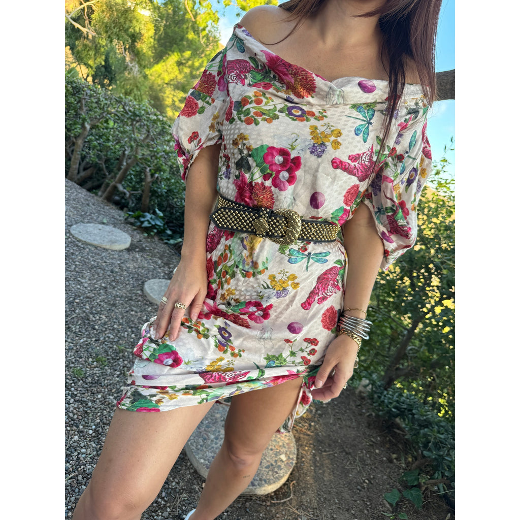 Floral Tiger Print Midi Dress