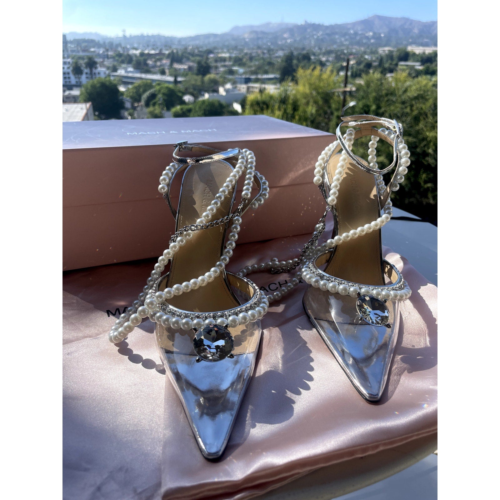 Diamond of Elizabeth Embellished PVC Patent-Leather Heels