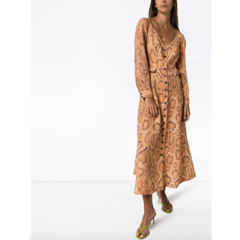 Silvana Snake-Print Midi Dress