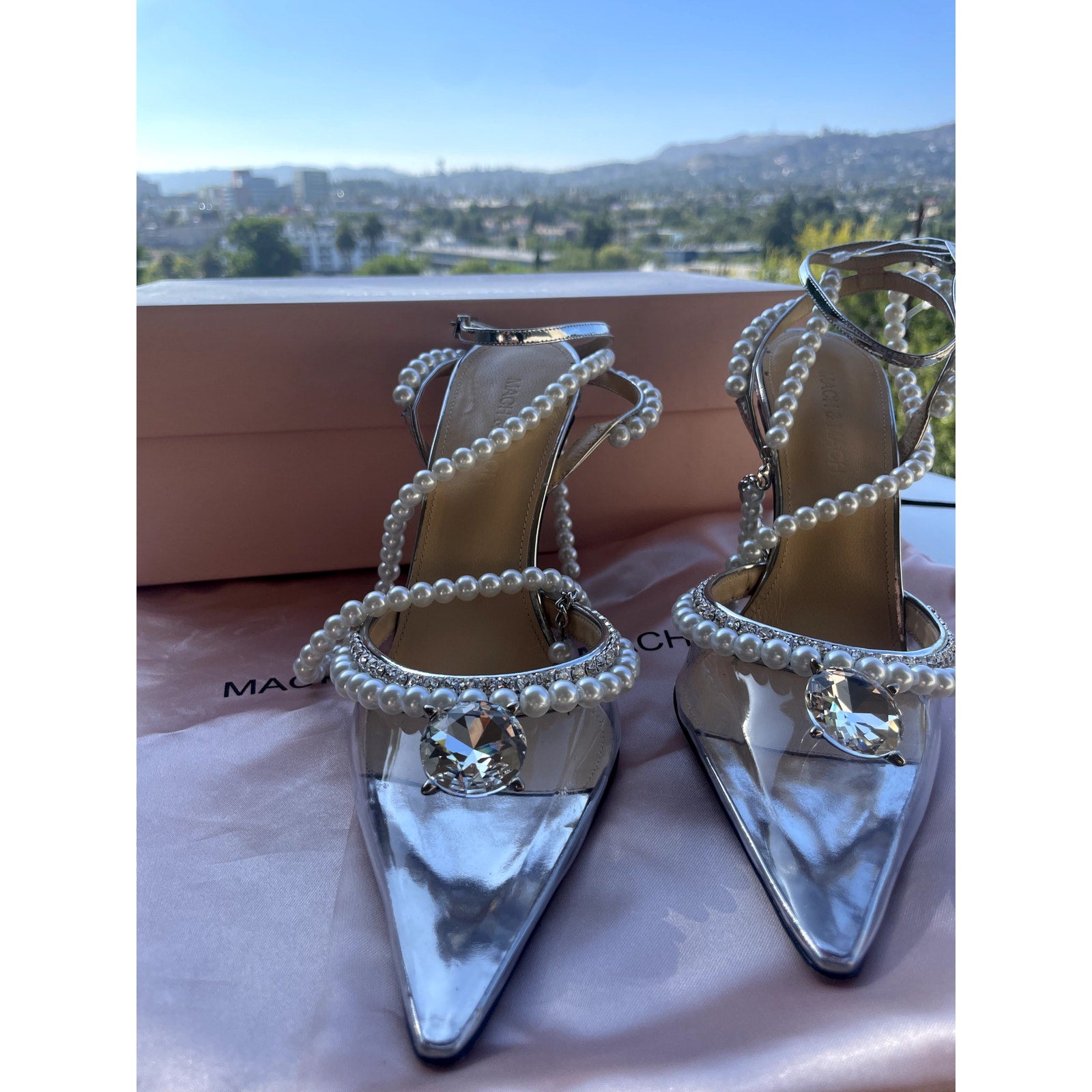 Diamond of Elizabeth Embellished PVC Patent-Leather Heels