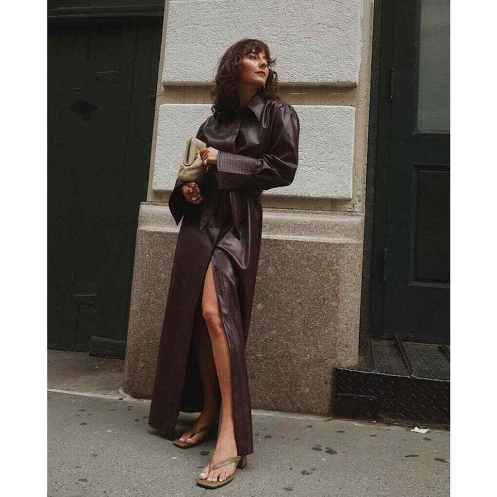 Rosana Belted Vegan Leather Dress