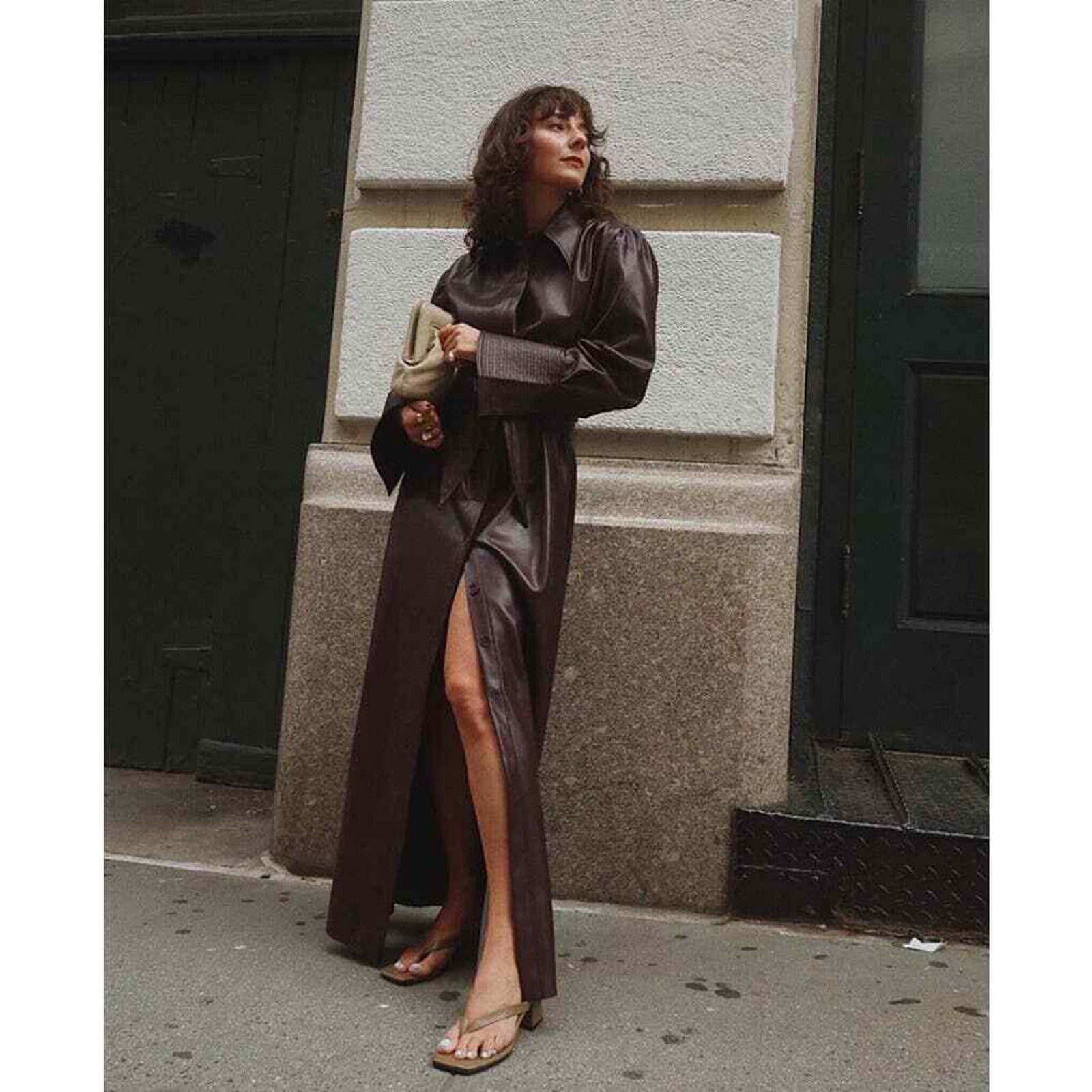 Rosana Belted Vegan Leather Dress