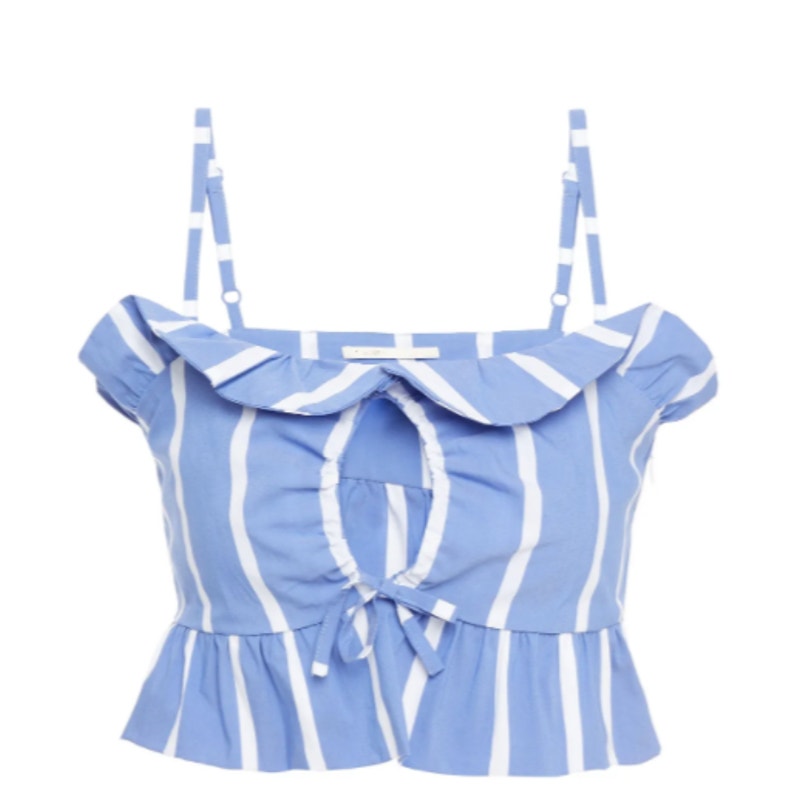 Lesley Cropped Striped Poplin Top