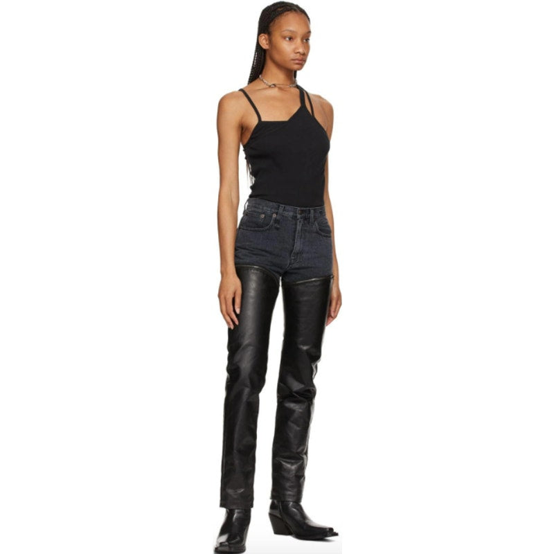 Black Leather Zip Off Axl Slim Pants