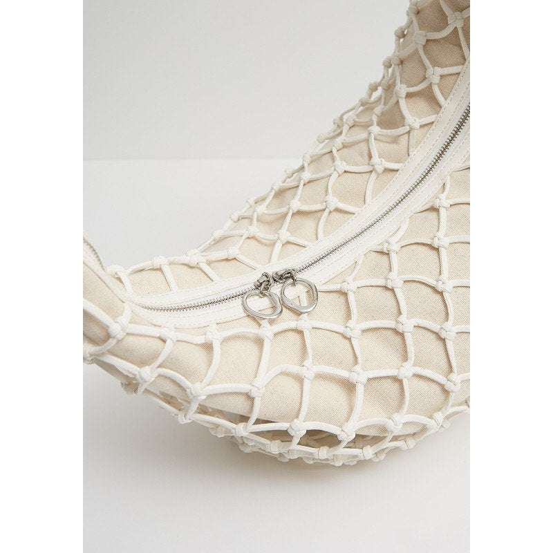 Large Luna Open-knit Netted Vegan Shoulder Bag