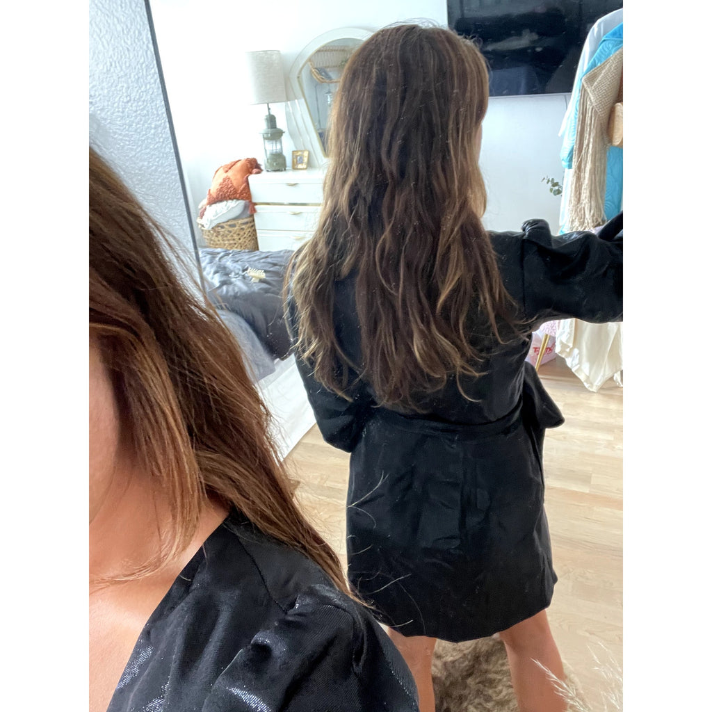 Ariel Lamé Mini Wrap Dress