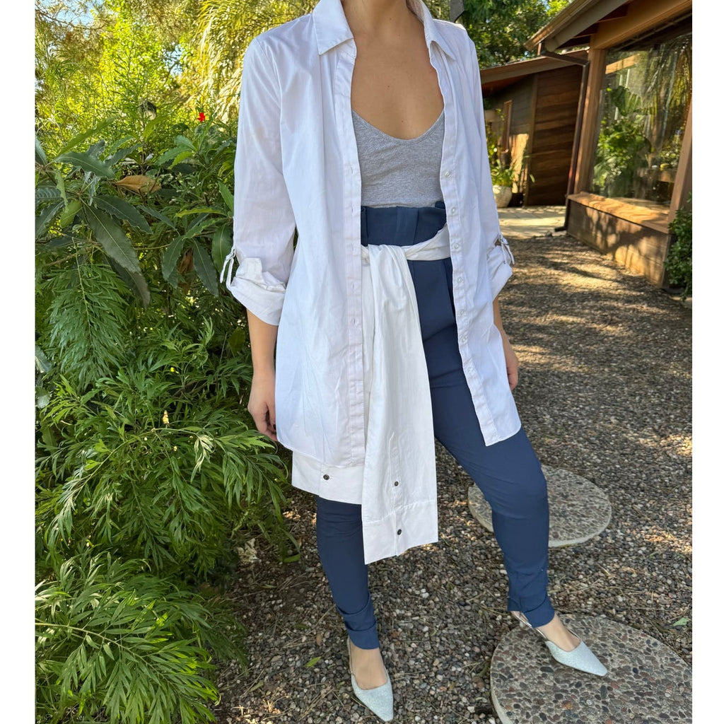 High Waist Tie Sleeve Tuxedo Pant