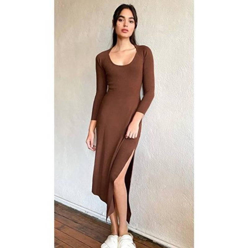 Harvey Asymmetrical Rib-Knit Dress