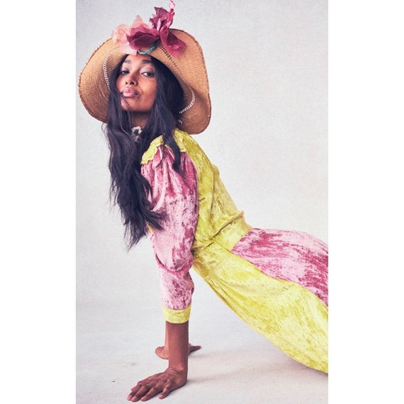 Avalon Color-Blocked Velvet Dress