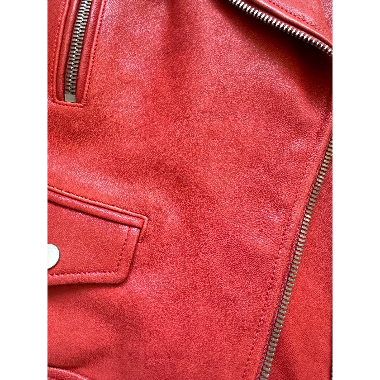 Dre Beltless Red Biker Leather Jacket