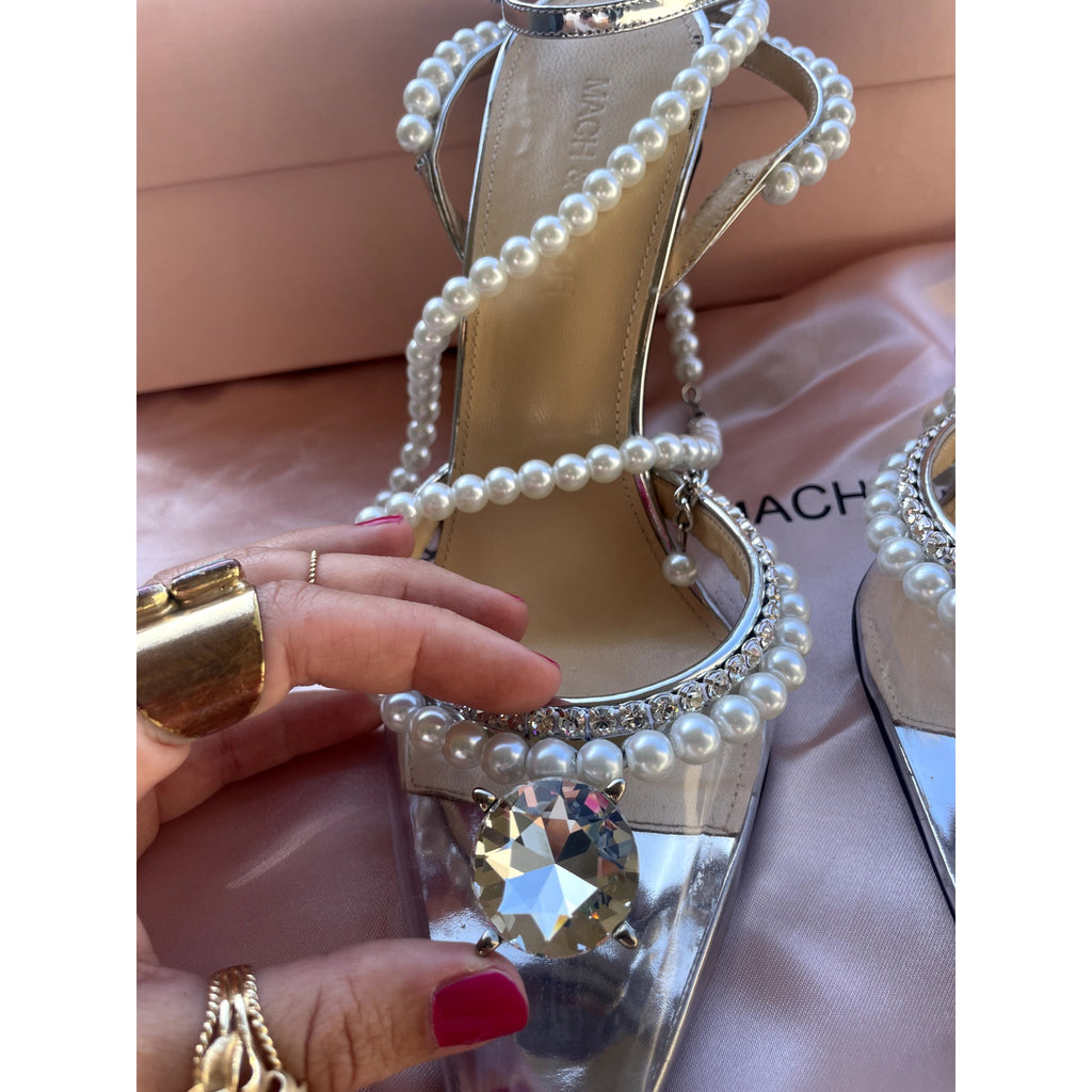 Diamond of Elizabeth Embellished PVC Patent-Leather Heels