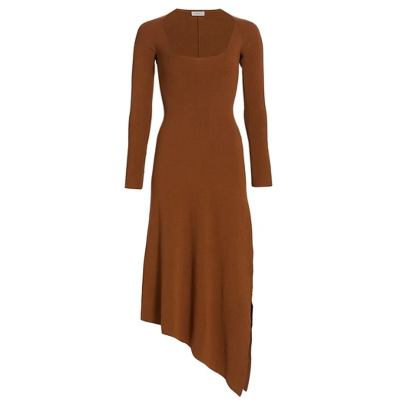 Harvey Asymmetrical Rib-Knit Dress
