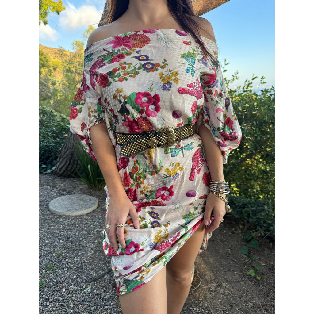 Floral Tiger Print Midi Dress