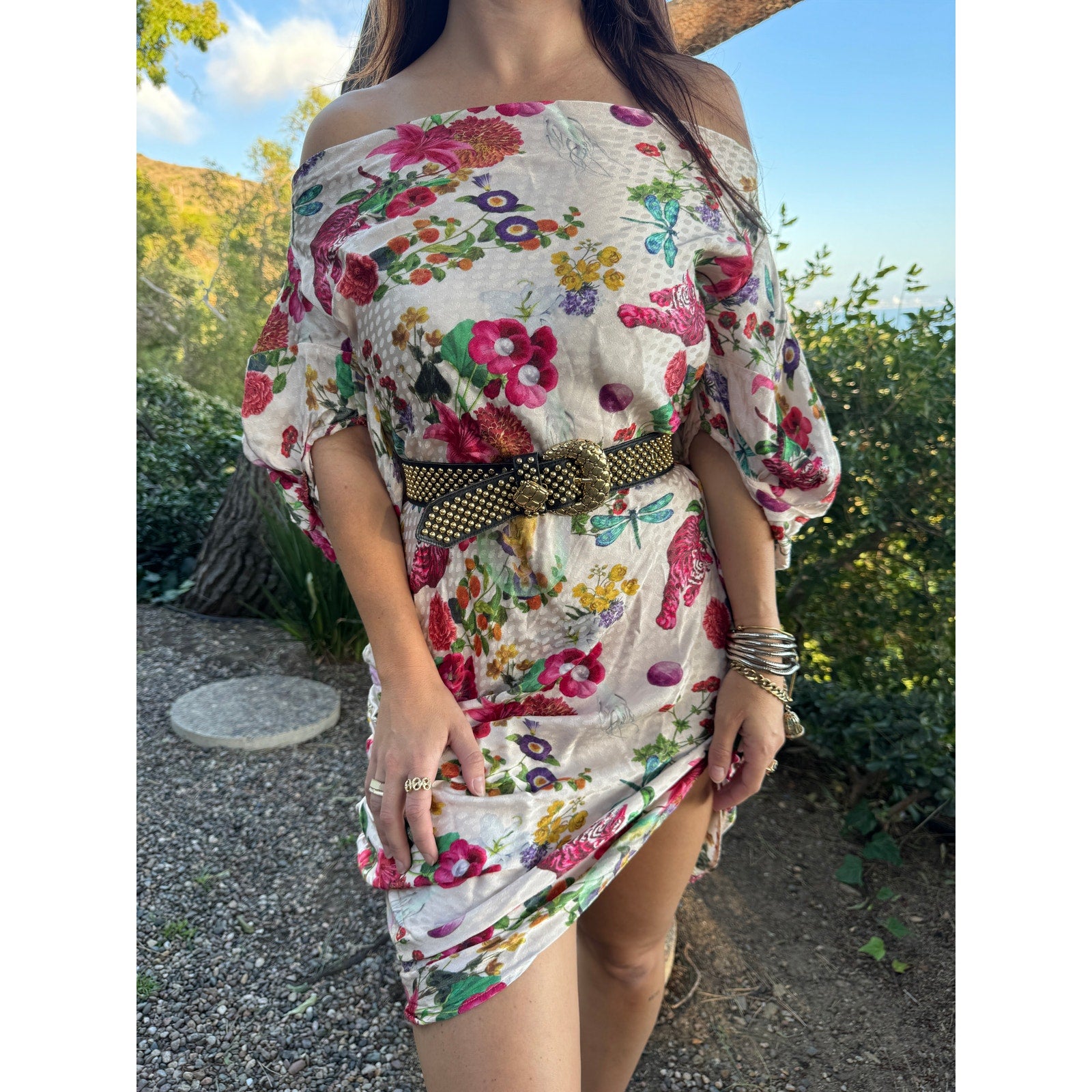 Floral Tiger Print Midi Dress