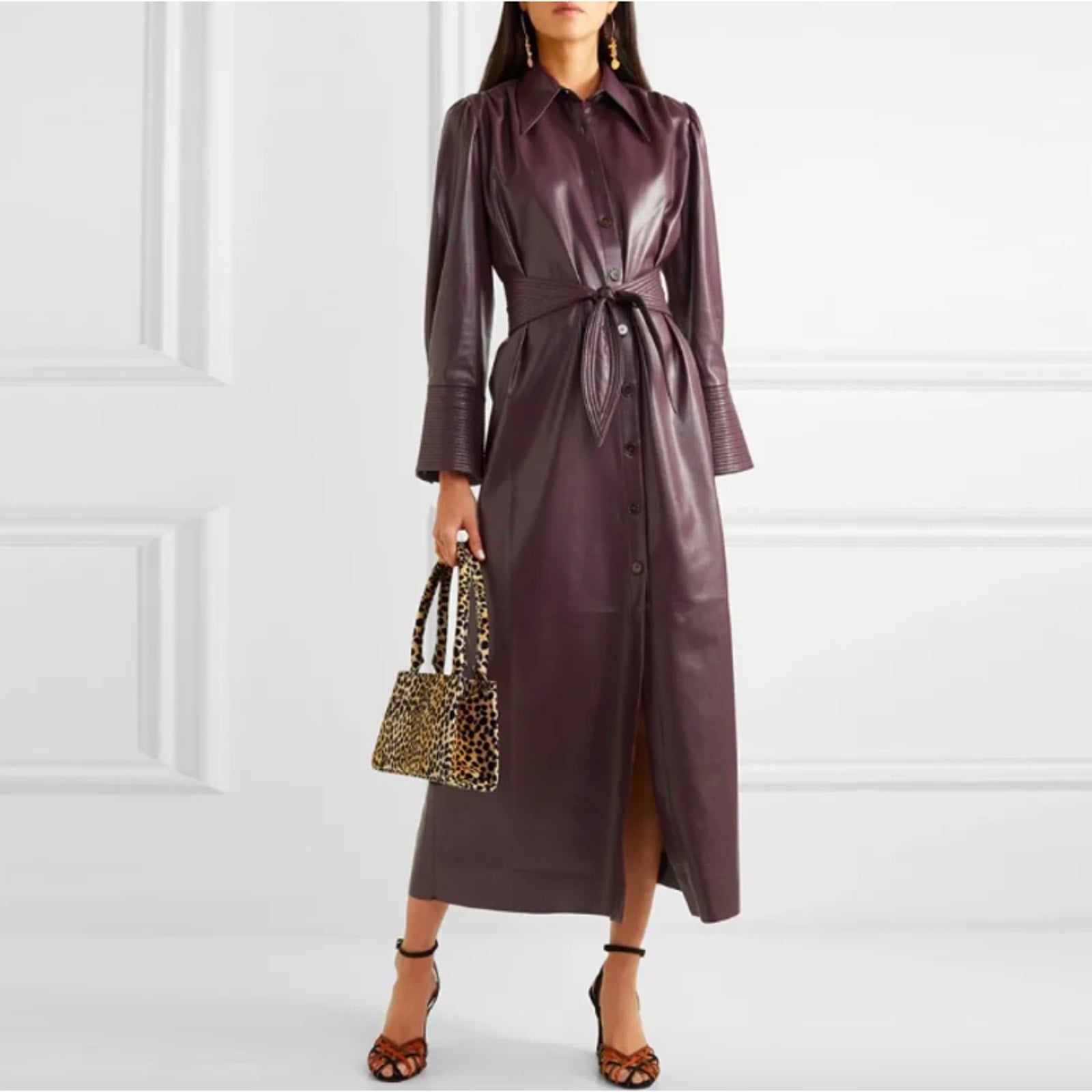 Rosana Belted Vegan Leather Dress