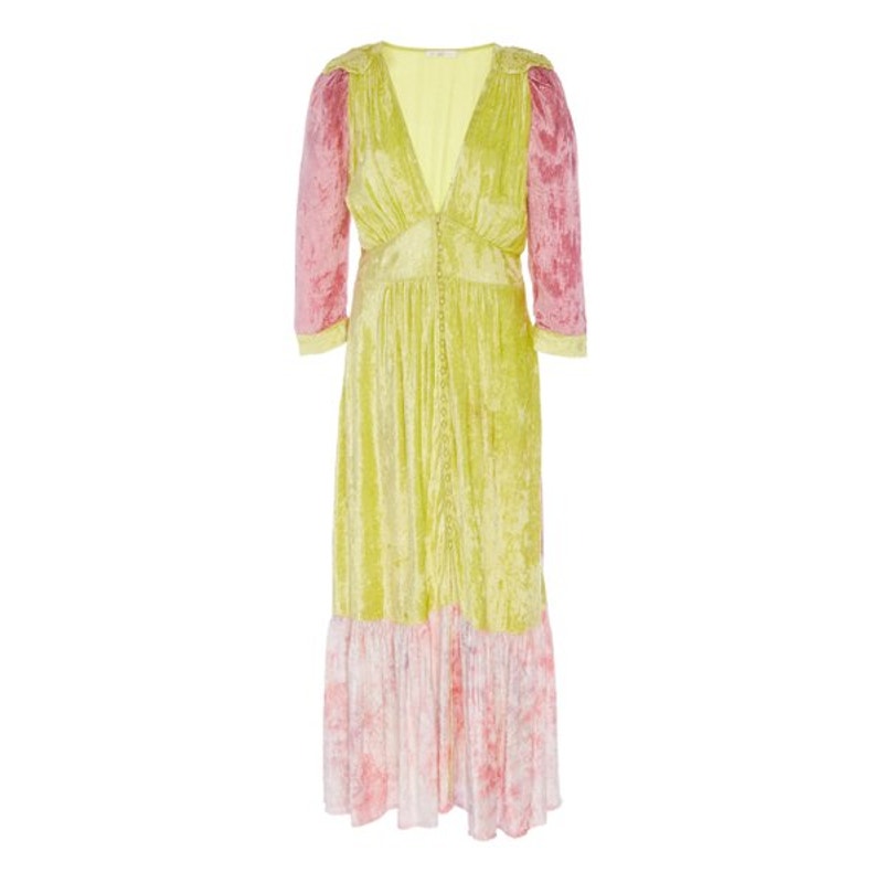 Avalon Color-Blocked Velvet Dress